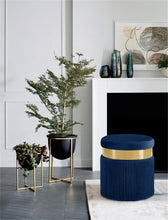 Load image into Gallery viewer, Yasmine Navy Velvet Ottoman/Stool
