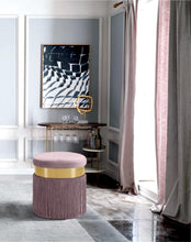 Load image into Gallery viewer, Yasmine Pink Velvet Ottoman/Stool
