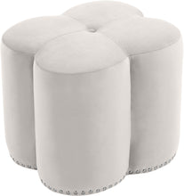 Load image into Gallery viewer, Clover Cream Velvet Ottoman
