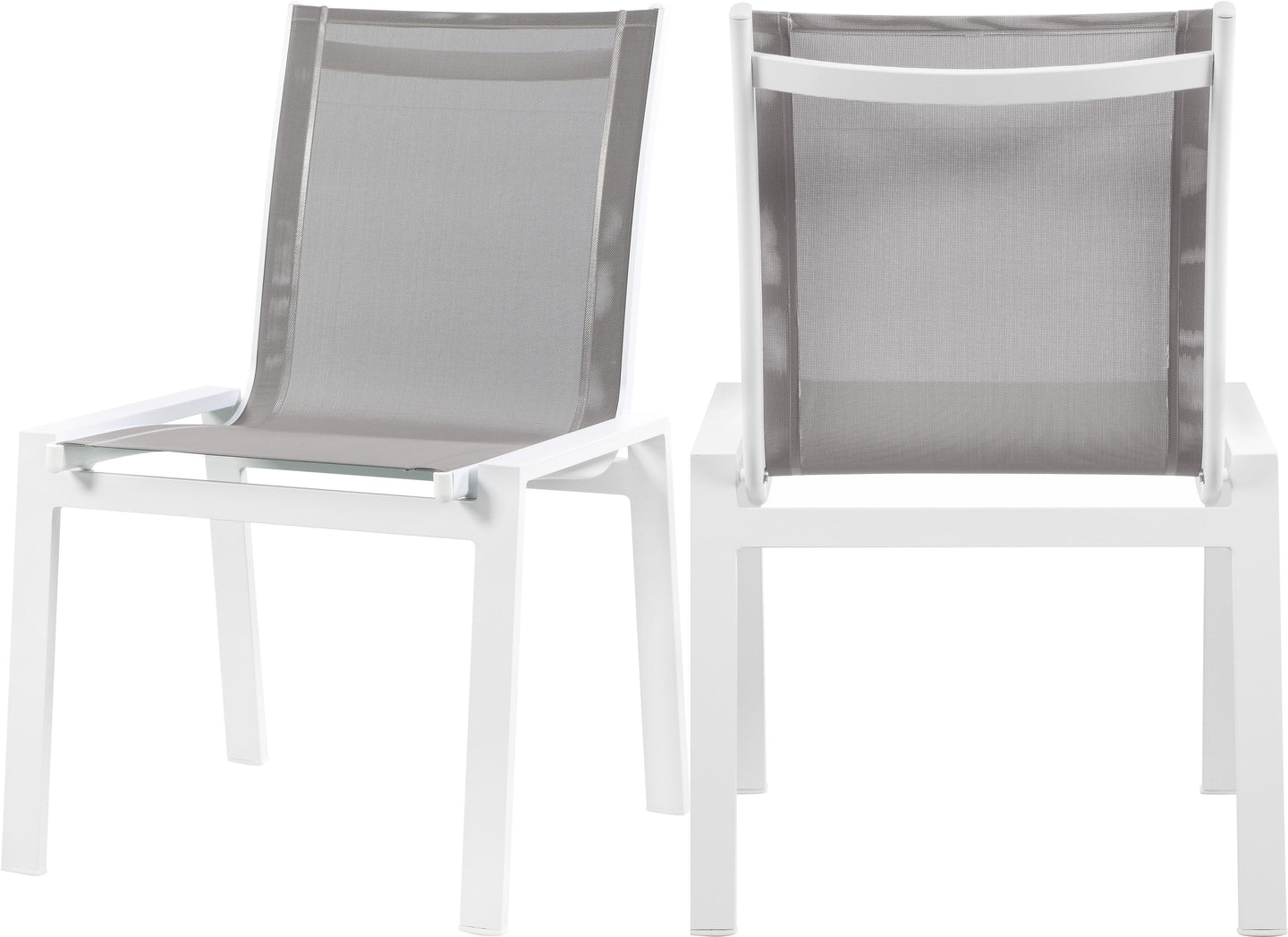 Nizuc Grey Mesh Waterproof Fabric Outdoor Patio Aluminum Mesh Dining Chair
