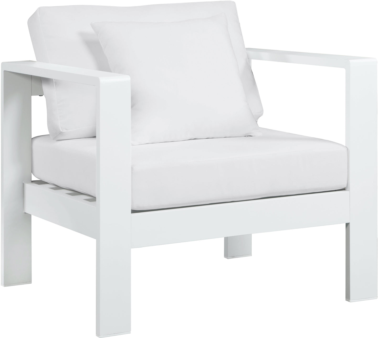 Nizuc White Waterproof Fabric Outdoor Patio Aluminum Arm Chair