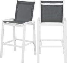 Load image into Gallery viewer, Nizuc Grey Mesh Waterproof Fabric Outdoor Patio Aluminum Mesh Barstool image
