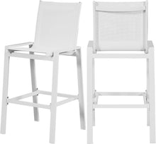 Load image into Gallery viewer, Nizuc White Mesh Waterproof Fabric Outdoor Patio Aluminum Mesh Barstool image
