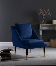 Load image into Gallery viewer, Elegante Navy Velvet Accent Chair

