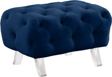 Load image into Gallery viewer, Crescent Navy Velvet Ottoman

