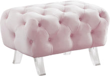 Load image into Gallery viewer, Crescent Pink Velvet Ottoman
