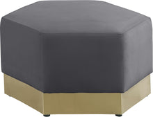 Load image into Gallery viewer, Marquis Grey Velvet Ottoman
