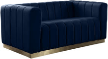 Load image into Gallery viewer, Marlon Navy Velvet Loveseat
