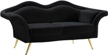 Load image into Gallery viewer, Lips Black Velvet Loveseat
