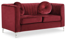 Load image into Gallery viewer, Isabelle Burgundy Velvet Loveseat
