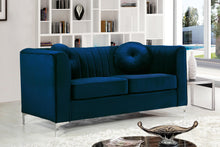 Load image into Gallery viewer, Isabelle Navy Velvet Loveseat
