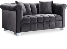 Load image into Gallery viewer, Kayla Grey Velvet Loveseat

