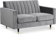 Load image into Gallery viewer, Lola Grey Velvet Loveseat
