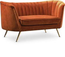 Load image into Gallery viewer, Margo Cognac Velvet Loveseat
