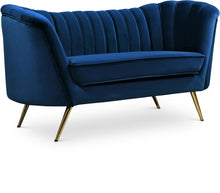 Load image into Gallery viewer, Margo Navy Velvet Loveseat
