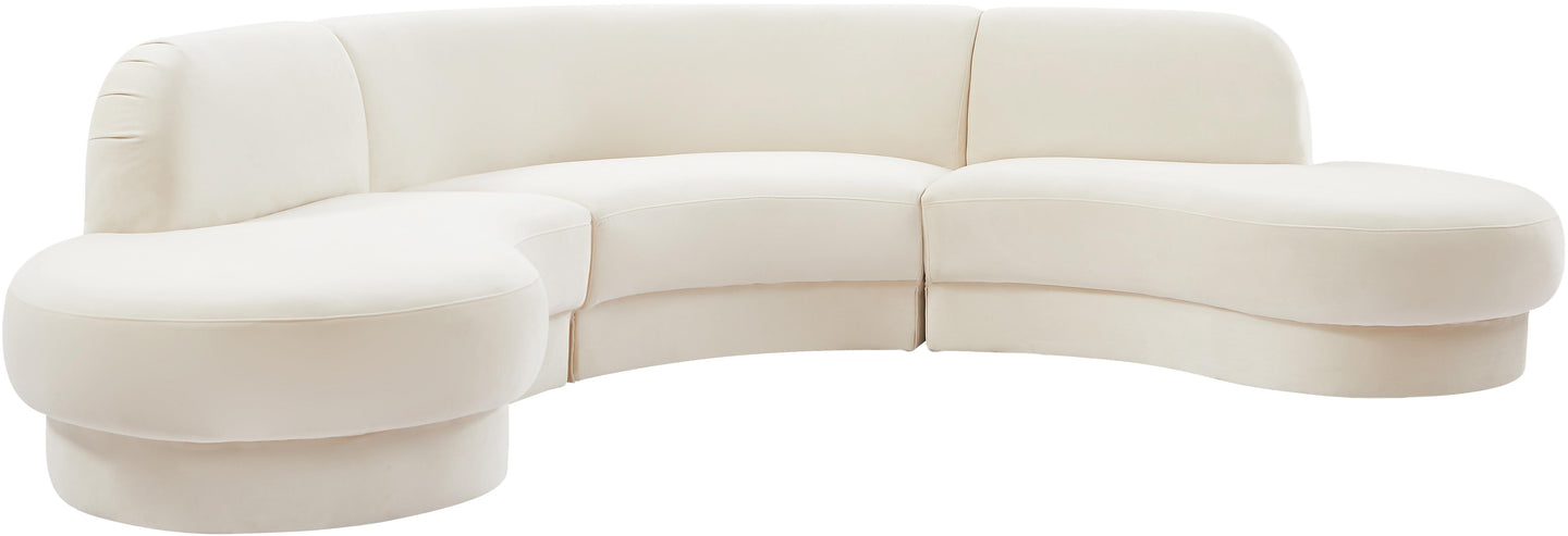 Rosa Cream Velvet 3pc. Sectional (3 Boxes)