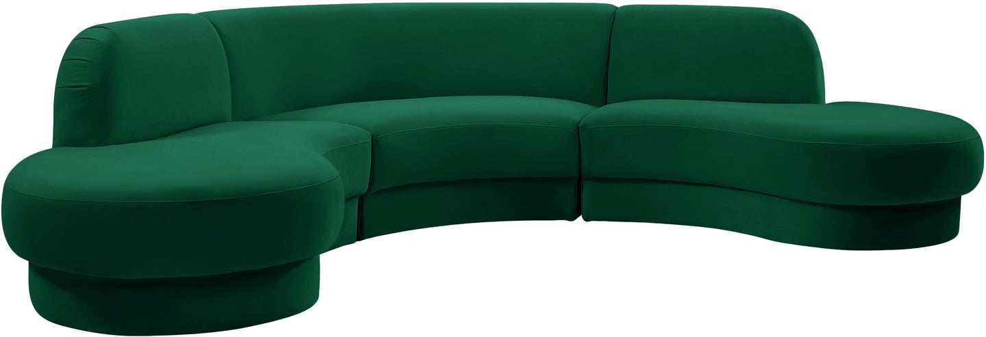 Rosa Green Velvet 3pc. Sectional (3 Boxes)