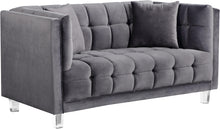 Load image into Gallery viewer, Mariel Grey Velvet Loveseat

