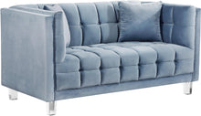 Load image into Gallery viewer, Mariel Sky Blue Velvet Loveseat
