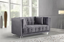 Load image into Gallery viewer, Mariel Grey Velvet Loveseat
