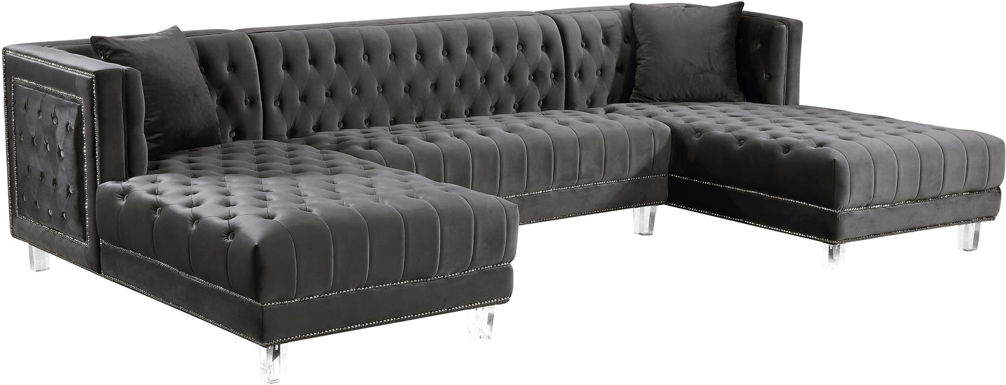 Moda Grey Velvet 3pc. Sectional