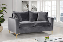 Load image into Gallery viewer, Naomi Grey Velvet Loveseat
