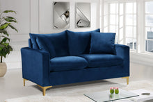 Load image into Gallery viewer, Naomi Navy Velvet Loveseat
