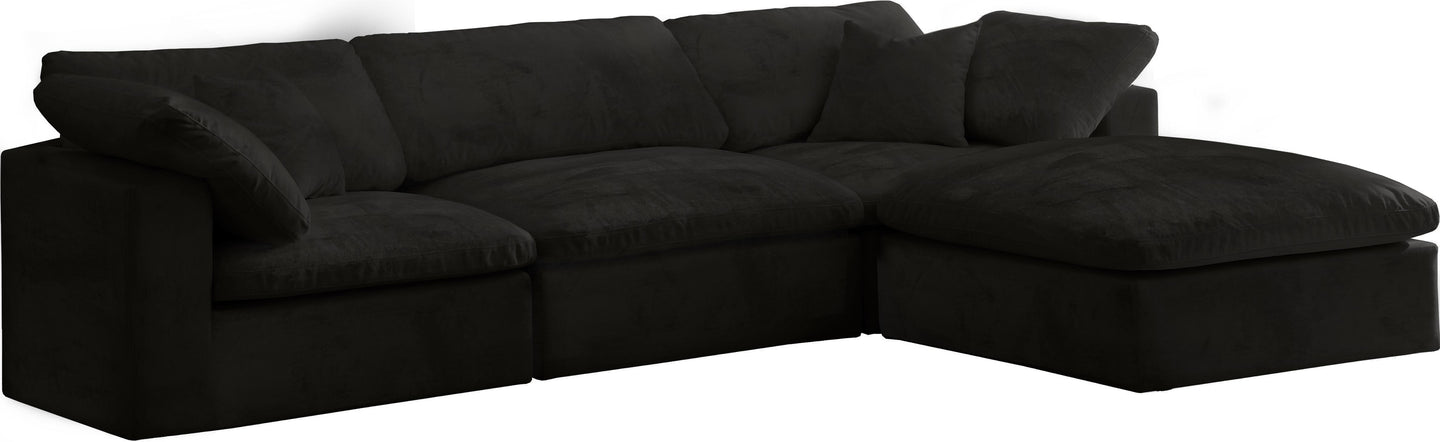 Cozy Black Velvet Cloud Modular Sectional