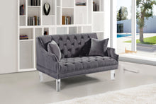 Load image into Gallery viewer, Roxy Grey Velvet Loveseat
