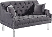 Load image into Gallery viewer, Roxy Grey Velvet Loveseat
