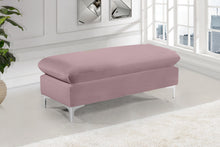 Load image into Gallery viewer, Naomi Pink Velvet Ottoman
