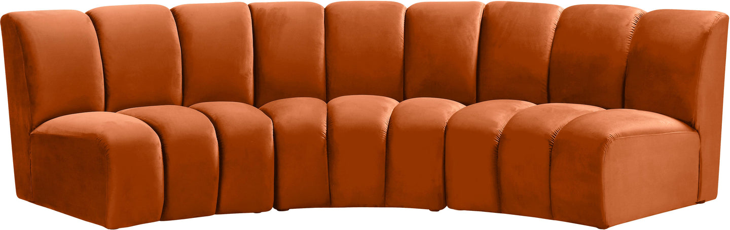 Infinity Cognac Velvet 3pc. Modular Sectional
