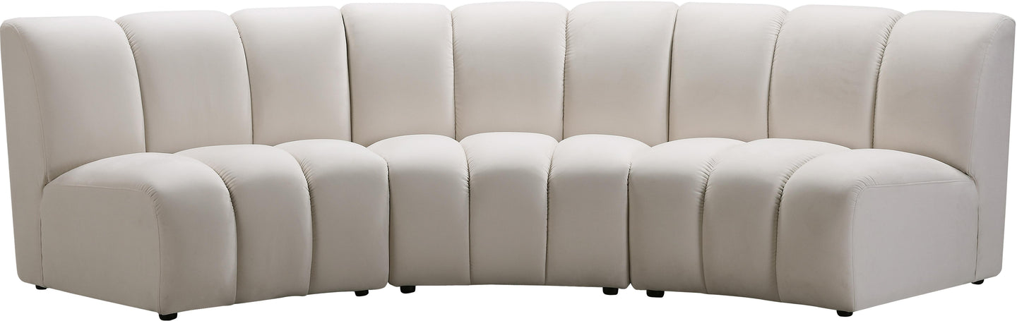 Infinity Cream Velvet 3pc. Modular Sectional