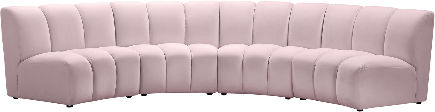 Infinity Pink Velvet 4pc. Modular Sectional