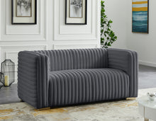 Load image into Gallery viewer, Ravish Grey Velvet Loveseat
