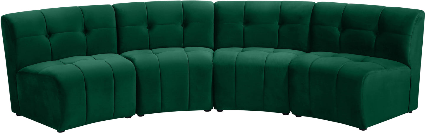 Limitless Green Velvet 4pc. Modular Sectional
