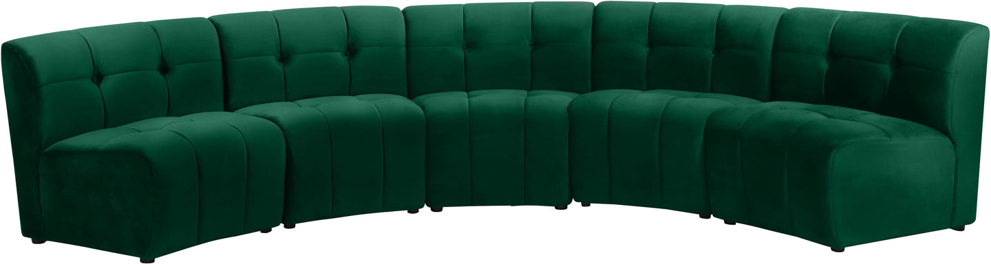 Limitless Green Velvet 5pc. Modular Sectional