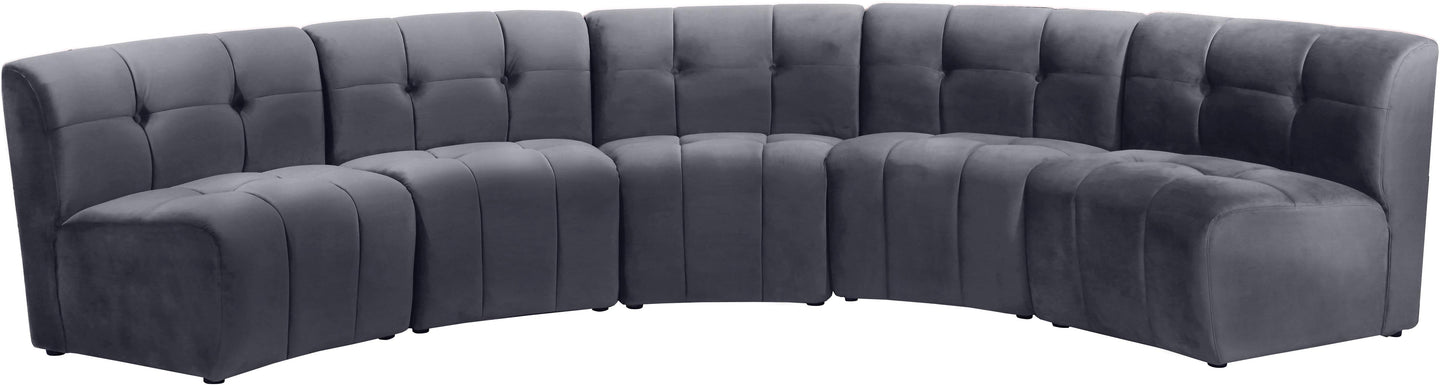 Limitless Grey Velvet 5pc. Modular Sectional