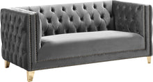 Load image into Gallery viewer, Michelle Grey Velvet Loveseat
