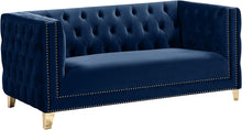 Load image into Gallery viewer, Michelle Navy Velvet Loveseat
