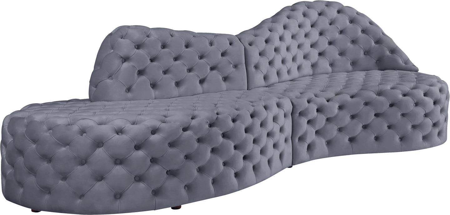 Royal Grey Velvet 2pc. Sectional