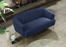 Load image into Gallery viewer, Tori Navy Velvet Loveseat

