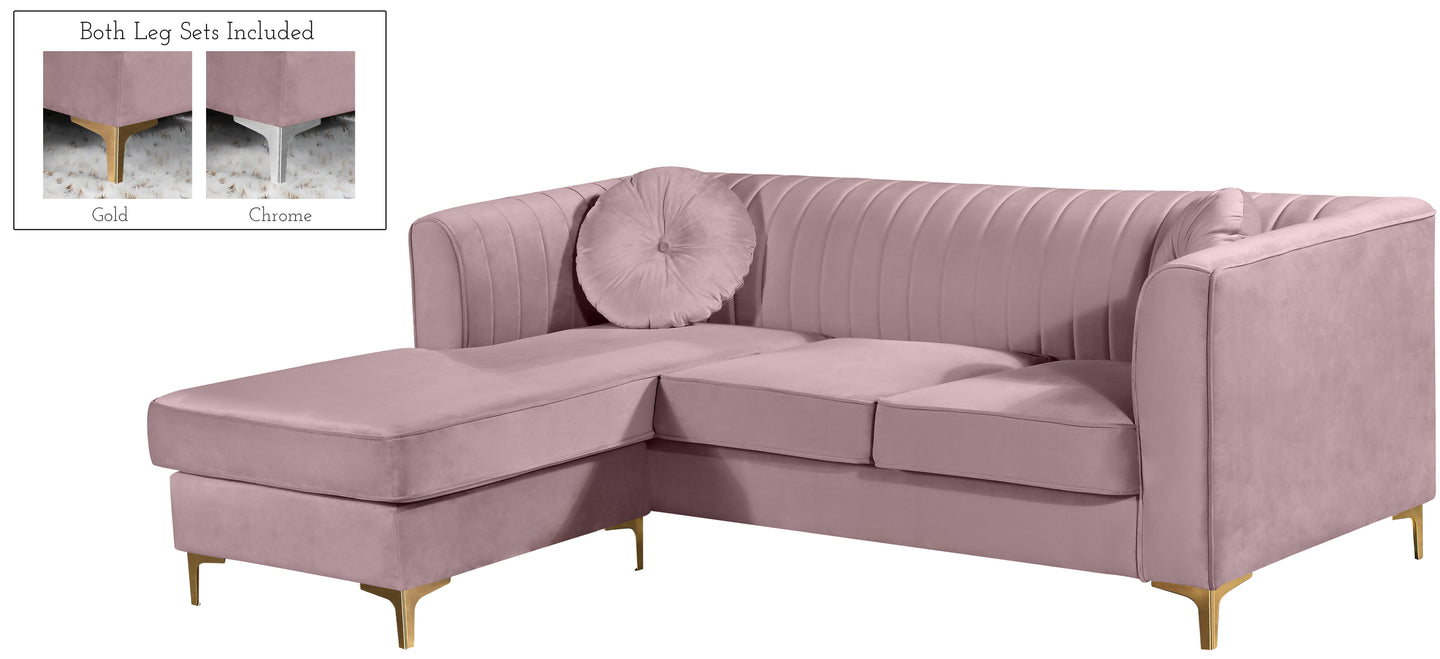 Eliana Pink Velvet 2pc. Reversible Sectional