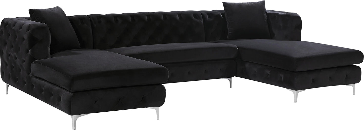 Gail Black Velvet 3pc. Sectional