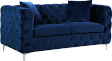 Load image into Gallery viewer, Scarlett Navy Velvet Loveseat
