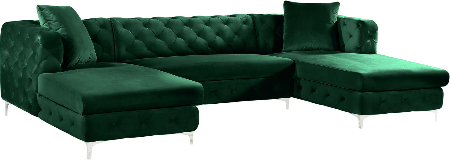 Gail Green Velvet 3pc. Sectional