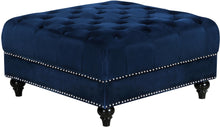 Load image into Gallery viewer, Sabrina Navy Velvet Ottoman
