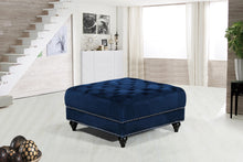 Load image into Gallery viewer, Sabrina Navy Velvet Ottoman

