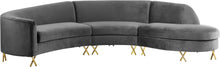 Load image into Gallery viewer, Serpentine Grey Velvet 3pc. Sectional

