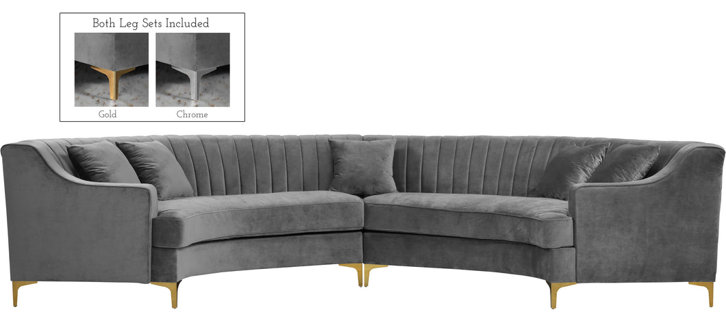 Jackson Grey Velvet 2pc. Sectional image